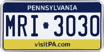 PA license plate MRI3030