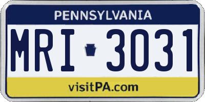 PA license plate MRI3031