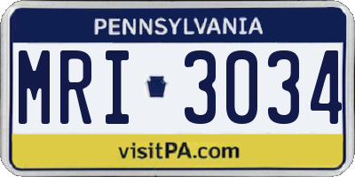 PA license plate MRI3034