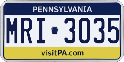 PA license plate MRI3035