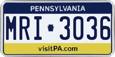 PA license plate MRI3036