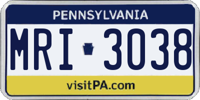 PA license plate MRI3038