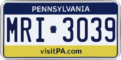 PA license plate MRI3039
