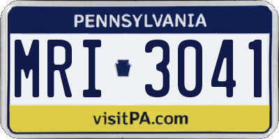 PA license plate MRI3041
