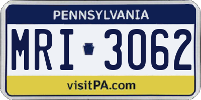 PA license plate MRI3062