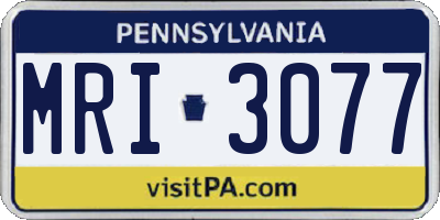 PA license plate MRI3077