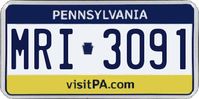 PA license plate MRI3091