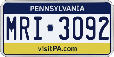 PA license plate MRI3092