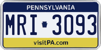 PA license plate MRI3093