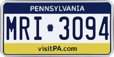 PA license plate MRI3094