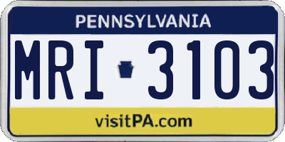 PA license plate MRI3103