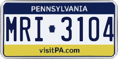 PA license plate MRI3104