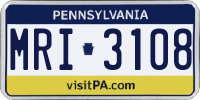 PA license plate MRI3108