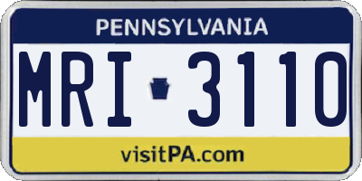PA license plate MRI3110
