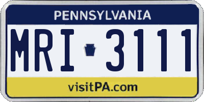 PA license plate MRI3111