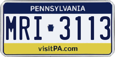 PA license plate MRI3113