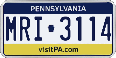 PA license plate MRI3114