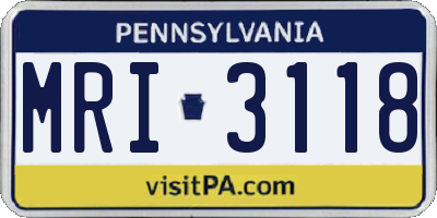 PA license plate MRI3118