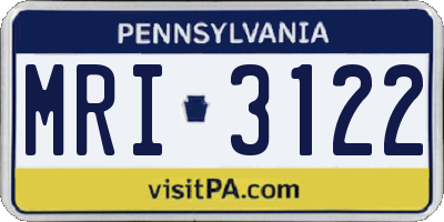 PA license plate MRI3122