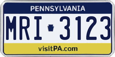 PA license plate MRI3123