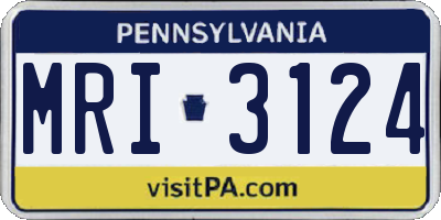 PA license plate MRI3124