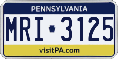 PA license plate MRI3125