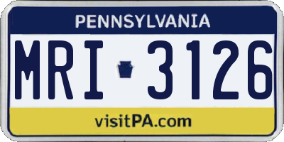 PA license plate MRI3126