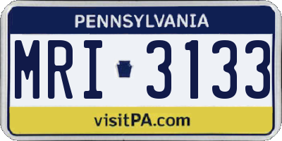 PA license plate MRI3133