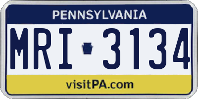 PA license plate MRI3134
