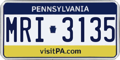 PA license plate MRI3135