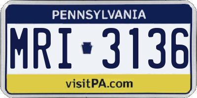PA license plate MRI3136