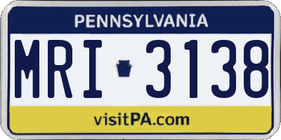 PA license plate MRI3138