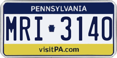 PA license plate MRI3140