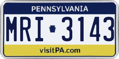 PA license plate MRI3143