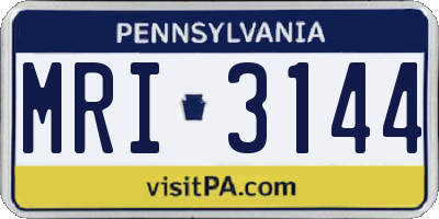 PA license plate MRI3144