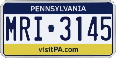 PA license plate MRI3145