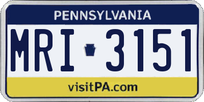 PA license plate MRI3151