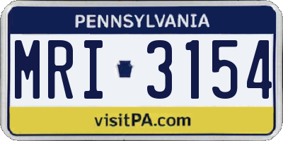 PA license plate MRI3154