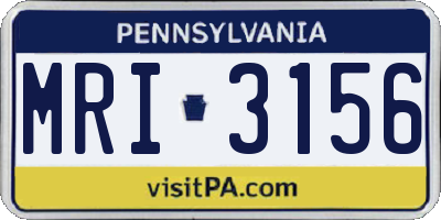 PA license plate MRI3156