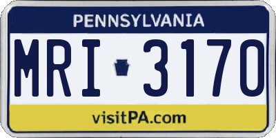 PA license plate MRI3170