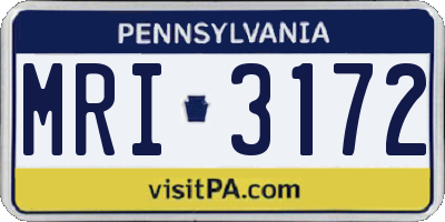 PA license plate MRI3172