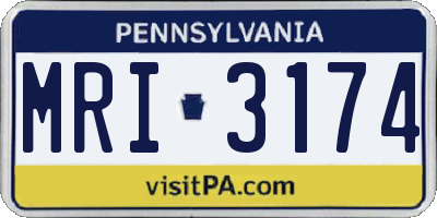 PA license plate MRI3174