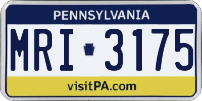 PA license plate MRI3175