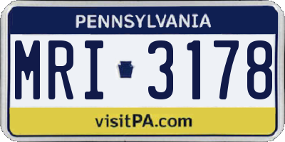 PA license plate MRI3178