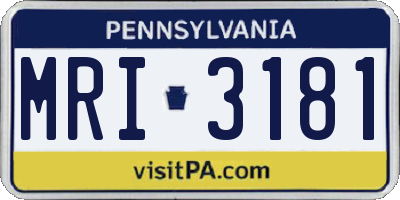 PA license plate MRI3181