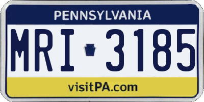 PA license plate MRI3185