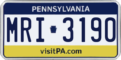 PA license plate MRI3190
