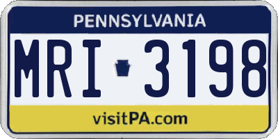PA license plate MRI3198