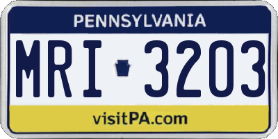 PA license plate MRI3203