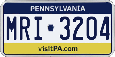 PA license plate MRI3204